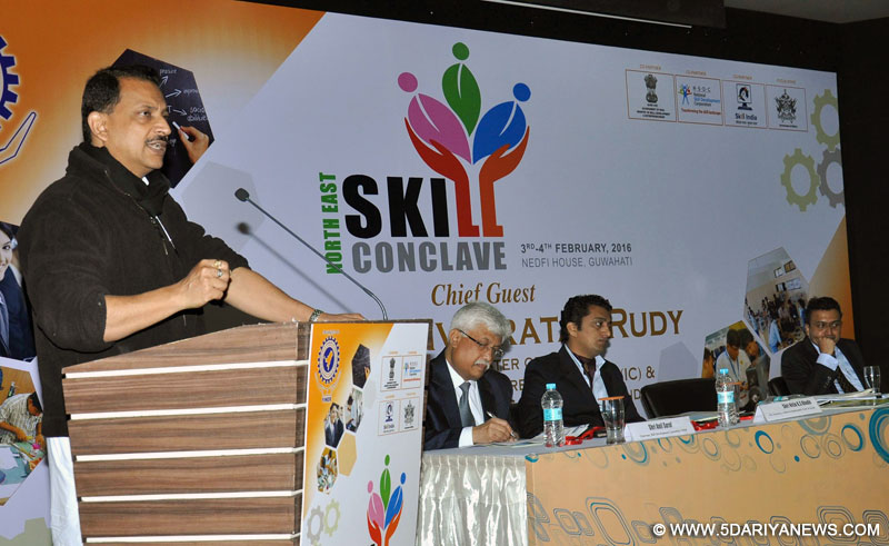 Rajiv Pratap Rudy addressing at the North East Skill Conclave 2016, organised by the Federation of Industry and Commerce of NE Region, in Guwahati 