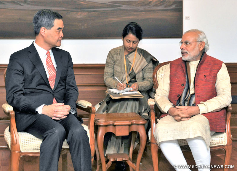 The Chief Executive of Hong Kong Special Administrative Region, Mr. CY Leung calls on the Prime Minister, Shri Narendra Modi, in New Delhi on February 04, 2016.
