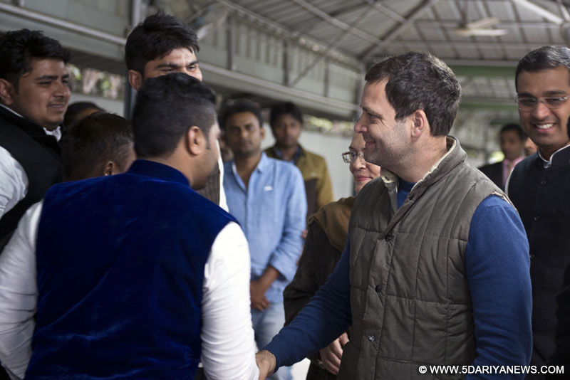 Congress President Sonia Gandhi and Vice President Rahul Gandhi meets the winners of NSUI from UP, in New Delhi on Feb 4, 2016. 