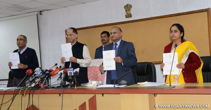 Assam Chief Minister Tarun Gogoi releases White Paper on State Finances at the conference hall of CM`s Office,Assam Secretariat, in Guwahati on Feb 13, 2016. 