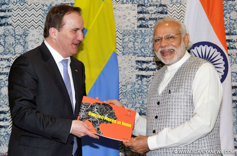 The Prime Minister, Shri Narendra Modi holding bilateral talks with the Prime Minister of Sweden, Mr. Stefan Lofven, at the Make in India Centre, in Mumbai on February 13, 2016.
