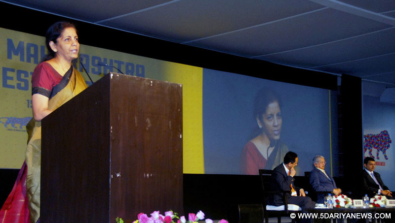 The Minister of State for Commerce & Industry (Independent Charge), Smt. Nirmala Sitharaman addressing at the Maharashtra Investment Seminar, during the Make in India, in Mumbai on February 15, 2016.