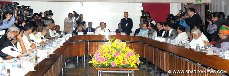 The Union Minister for Urban Development, Housing and Urban Poverty Alleviation and Parliamentary Affairs, Shri M. Venkaiah Naidu holding the budget session eve meeting with the leaders of parties in Lok Sabha and Rajya Sabha, in New Delhi on February 22, 2016.
