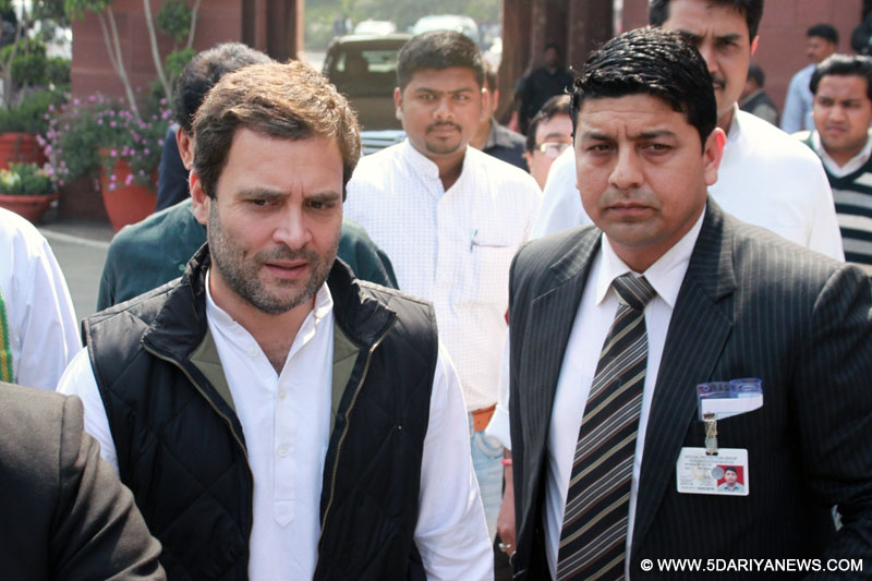 Congress vice president Rahul Gandhi at the Parliament in New Delhi, on Feb 24, 2016. 