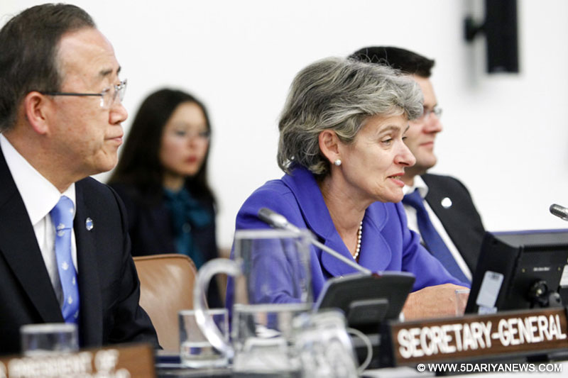 UNESCO Director-General Irena Bokova of Bulgaria is considered a front-runner in the race to succeed Ban Ki-moon, left, as United Nations Secretary-General.