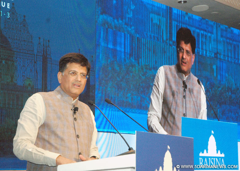 The Minister of State (Independent Charge) for Power, Coal and New and Renewable Energy, Shri Piyush Goyal addressing the “Light of Asia: The Future of Energy” session of the Raisina Dialogue 2016, in New Delhi on March 03, 2016.