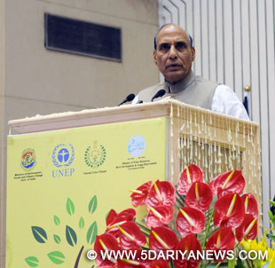 The Union Home Minister, Shri Rajnath Singh at the Valedictory session of the International Conference on Rule of Law for Supporting 2030 Development Agenda, in New Delhi on March 06, 2016. The Minister of State (Independent Charge) for Power, Coal and New and Renewable Energy, Shri Piyush Goyal, the Minister of State for Environment, Forest and Climate Change (Independent Charge), Shri Prakash Javadekar and other dignitaries are also seen.
