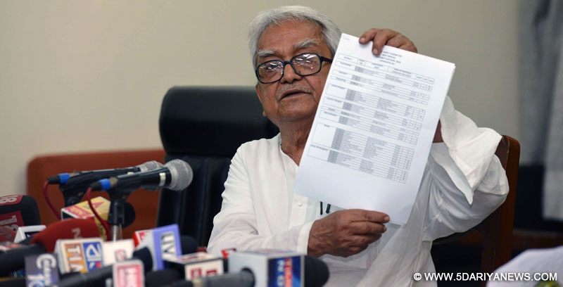 Left Front chairman Biman Bose announces the list of candidates contesting the upcomming West Bengal Legislative Assembly Polls in Kolkata on March 7, 2016. 