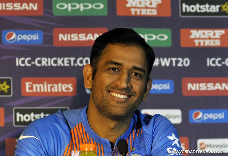 India cricket captain MS Dhoni addresses a press conference ahead of ICC T20 World Cup in Kolkata, on March 8, 2016. 