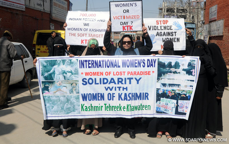 World Women’s Day:Protests held in both parts of Kashmir