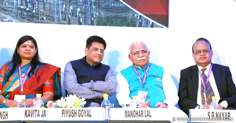 The Minister of State (Independent Charge) for Power, Coal and New and Renewable Energy, Shri Piyush Goyal and the Chief Minister of Haryana, Shri Manohar Lal Khattar at the “Happening Haryana” Global Investors’ Summit, in Gurgaon on March 08, 2016.