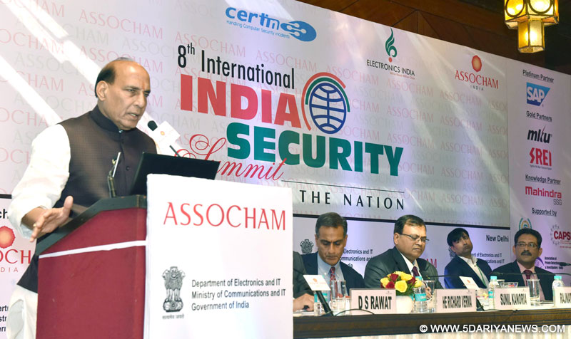 The Union Home Minister, Shri Rajnath Singh addressing the valedictory session of the 8th ASSOCHAM International Security Summit, in New Delhi on March 11, 2016.