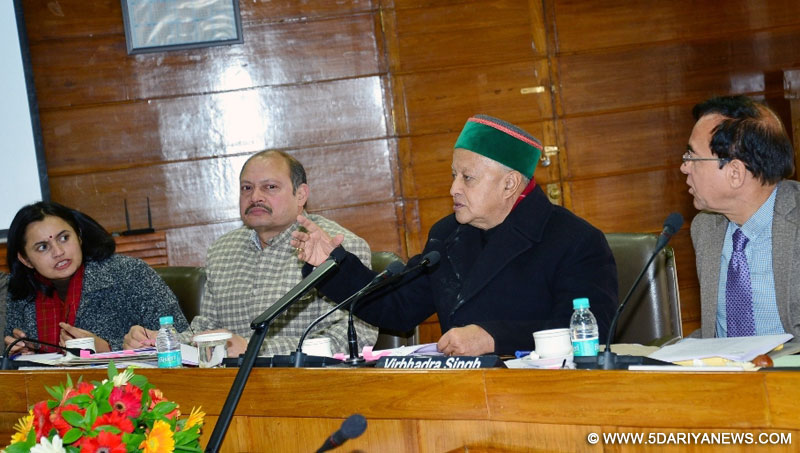 Chief Minister Shri Virbhadra Singh presiding over the 29th meeting of the governing body of Himachal, Art, Cultural and Language Academy at Shimla on 14-03-2016.