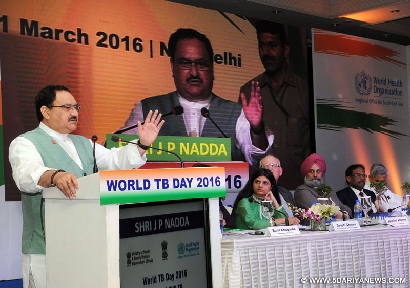 The Union Minister for Health & Family Welfare, Shri J.P. Nadda addressing at the inaugural session of the ‘International Meeting for Ending TB’, in New Delhi on March 21, 2016.
