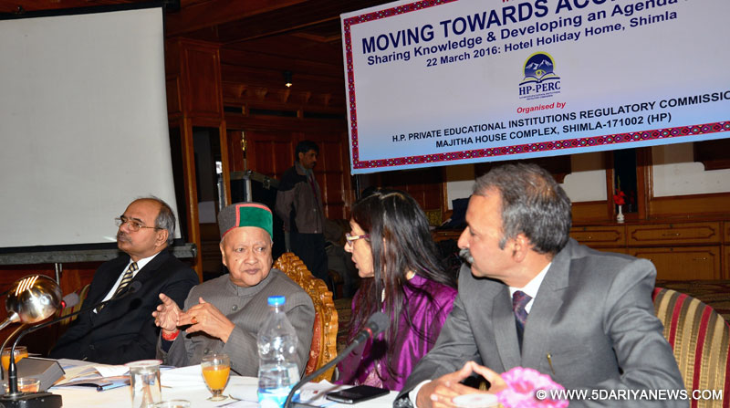 Chief Minister Shri Virbhadra Singh presiding over the workshop of H.P. Private Educational Institutions Regulatory Commission at Shimla on 22-03-2016
