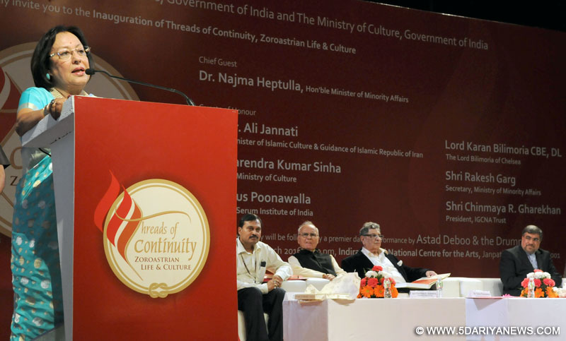 Dr. Najma Heptulla opens exhibition ‘Threads of Continuity: Zoroastrian Life and Culture’