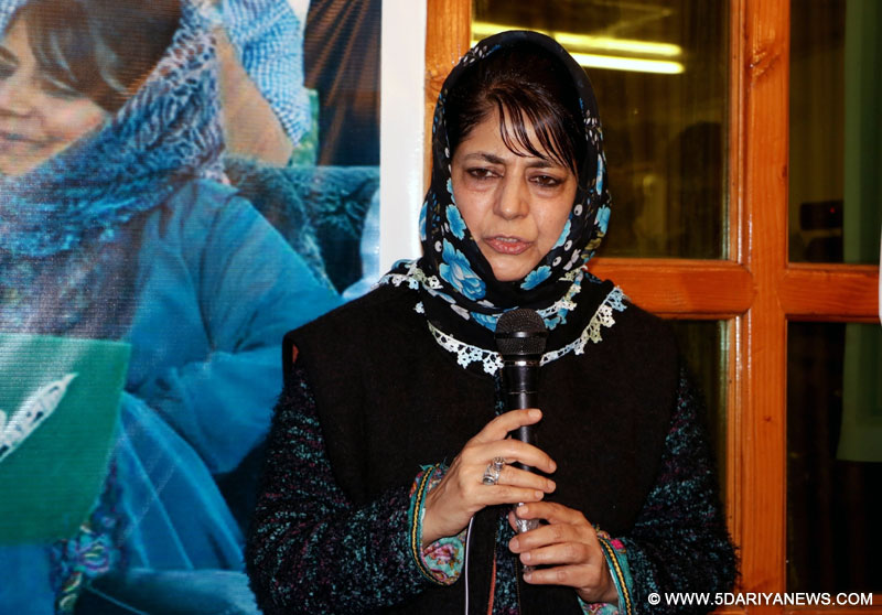 Peoples Democratic Party (PDP) Mehbooba Mufti during a meeting in Srinagar on March 24, 2016.