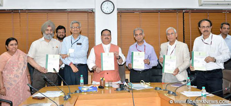 The Union Minister for Health & Family Welfare, Shri J.P. Nadda launching the “GIS-enabled HMIS application, self-printing of e-CGHS Card”, in New Delhi on March 29, 2016. The Secretary (Health and Family Welfare), Shri B.P. Sharma and other dignitaries are also seen.