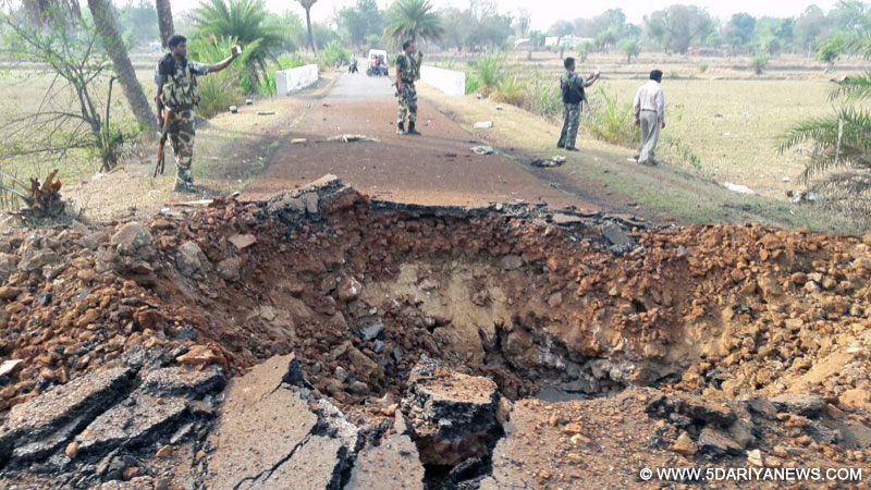 The blast created a giant crater on a key road in Dantewada district
