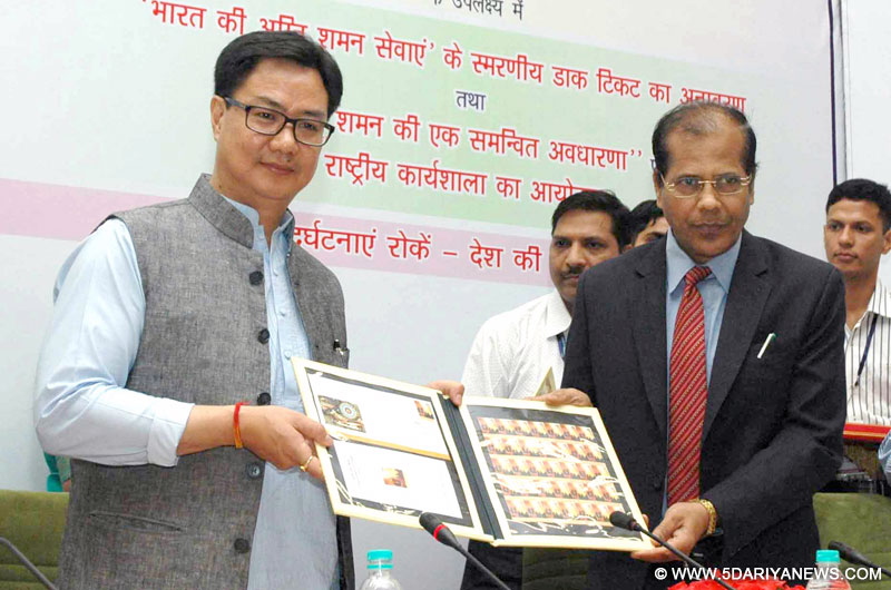 The Minister of State for Home Affairs, Shri Kiren Rijiju at the National Workshop on “An Integrated Approach to Fire Safety”, on the occasion of the Fire Services Day, in New Delhi on April 14, 2016.