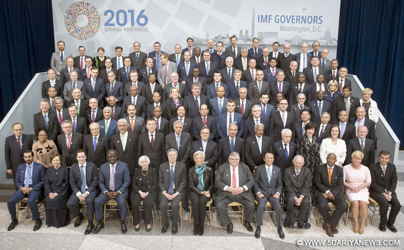 The Union Minister for Finance, Corporate Affairs and Information & Broadcasting, Shri Arun Jaitley in a group photograph at the IMF Governors’, during the World Bank/IMF 2016 Spring Meetings, in Washington DC on April 16, 2016.
