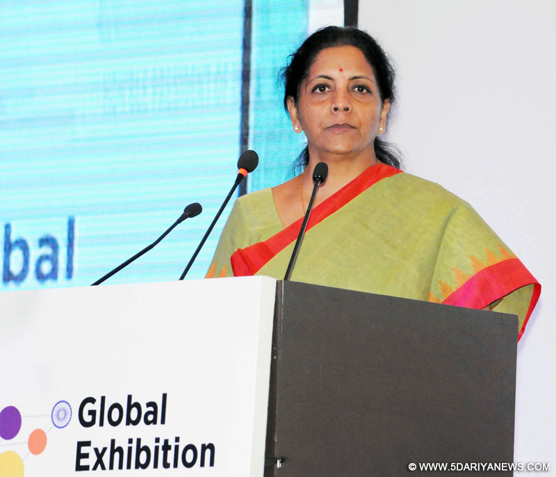 The Minister of State for Commerce & Industry (Independent Charge), Smt. Nirmala Sitharaman addressing at the inauguration of the 2nd Edition of the Global Exhibition on Services-2016 (GES), at India Expo Centre & Mart, Greater Noida, Uttar Pradesh on April 20, 2016.