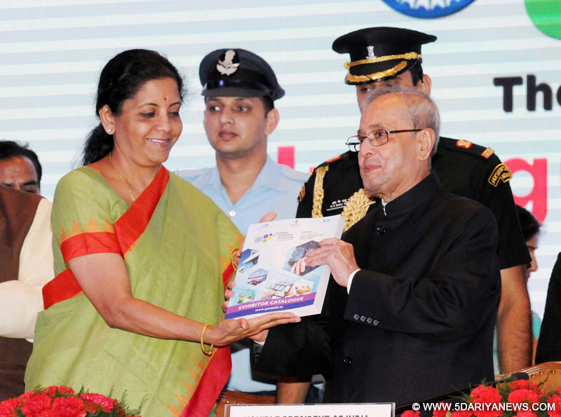 The President, Shri Pranab Mukherjee and the Minister of State for Commerce & Industry (Independent Charge), Smt. Nirmala Sitharaman, at the inauguration of the 2nd Edition of the Global Exhibition on Services-2016 (GES), at India Expo Centre & Mart, Greater Noida, Uttar Pradesh on April 20, 2016.