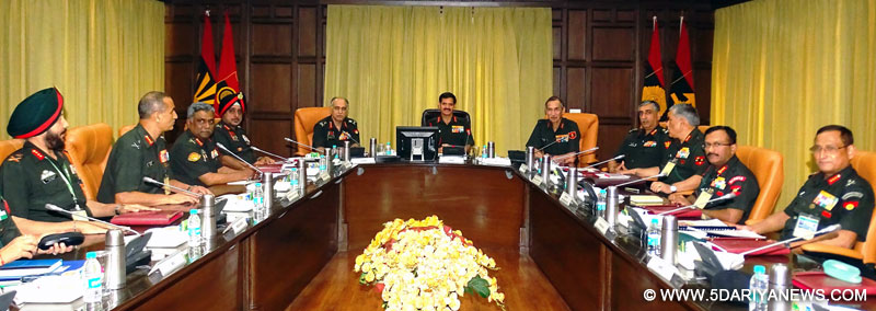 The Chief of Army Staff, General Dalbir Singh with the Army Commanders and Staff Officers, in New Delhi on April 25, 2016.