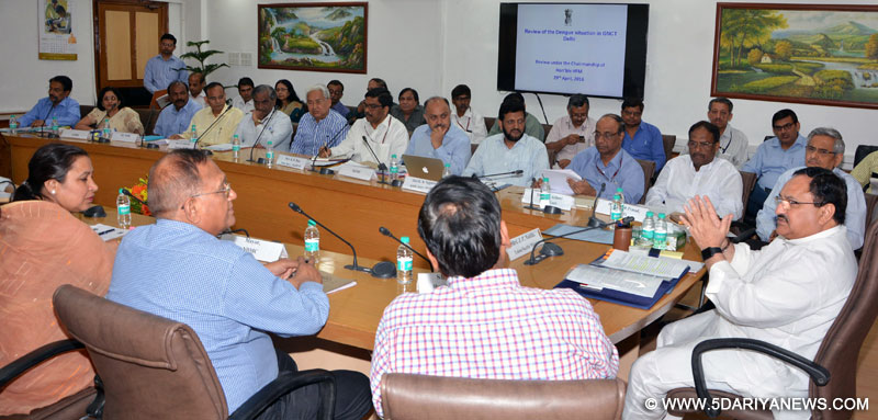  The Union Minister for Health & Family Welfare, Shri J.P. Nadda chairing the high level review meeting on preparedness regarding Dengue situation, in New Delhi on April 29, 2016. The Secretary (Health and Family Welfare), Shri B.P. Sharma is also seen.