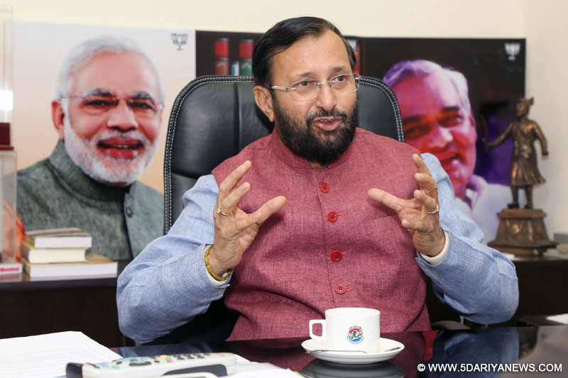 Prakash Javadekar delivering the presidential address at the National Interaction-cum-evaluation workshop for Environmental Information System (ENVIS) centres, in New Delhi on February 17, 2016. The Secretary, Ministry of Environment, Forest and Climate Change, Shri Ashok Lavasa is also seen.