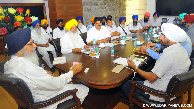 Punjab Chief Minister Mr. Parkash Singh Badal presiding a meeting regarding erect a memorial to eulogize the supreme martyrdom of great Sikh martyr Baba Jai Singh Khalkat at CMR 