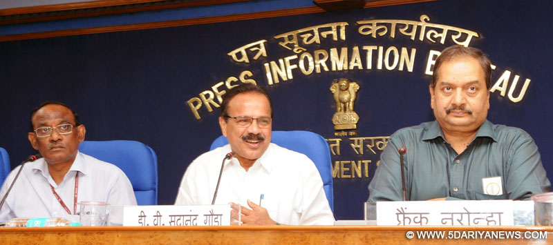The Union Minister for Law & Justice, Shri D.V. Sadananda Gowda addressing a press conference to mark the completion of two years of the Government, in New Delhi on May 25, 2016. 