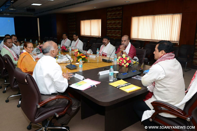 Assam Chief Minister Sarbananda Sonowal during the first cabinet meeting after formation of new government in the state in Guwahati, on May 25, 2016. 