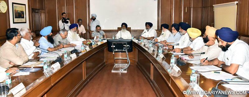 Punjab Chief Minister Mr. Parkash Singh Badal presiding over a Cabinet meeting at Punjab Bhawan, Chandigarh on Wednesday. 