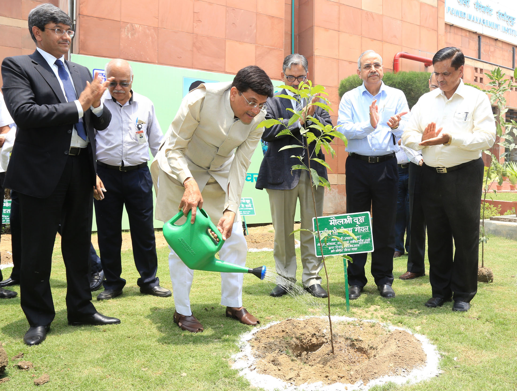 The Minister of State (Independent Charge) for Power, Coal and New and Renewable Energy, Shri Piyush Goyal planting a sapling during the World Environment Day celebrations, at NTPC, Noida, Uttar Pradesh on June 03, 2016.