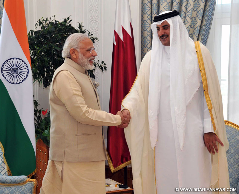 The Prime Minister, Shri Narendra Modi with the Emir of Qatar Sheikh Tamim Bin Hamad Al Thani, in Doha, Qatar on June 05, 2016.