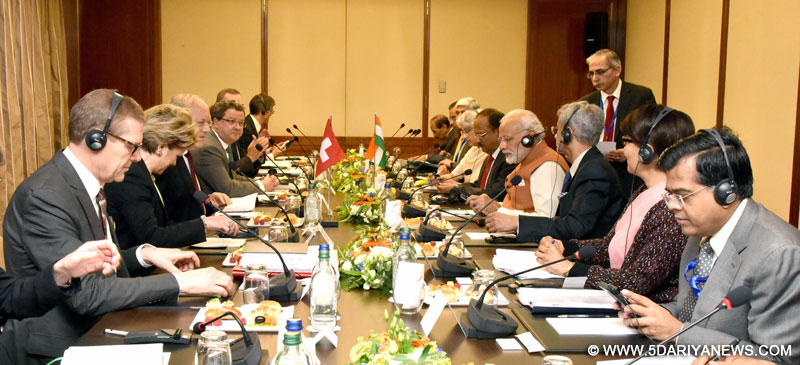 The Prime Minister, Shri Narendra Modi and the President of the Swiss Confederation, Mr. Johann Schneider-Ammann at the delegation level talks, in Geneva on June 06, 2016.