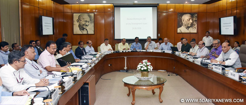The Union Home Minister, Shri Rajnath Singh in a meeting with the Secretaries of the Central Ministries and Chief Secretaries of 7 Left Wing Extremism affected states to review key development issues, in New Delhi on June 24, 2016. The Union Home Secretary, Shri Rajiv Mehrishi and other dignitaries are also seen.