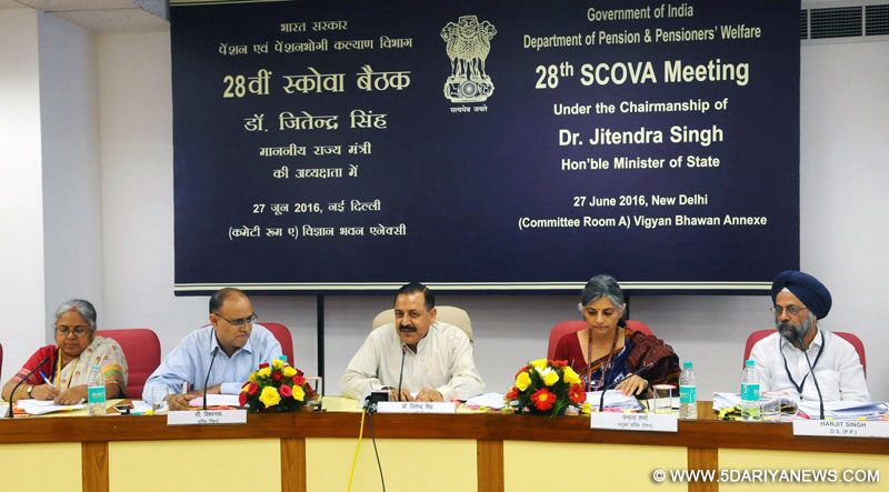 Dr. Jitendra Singh chairing the 28th Meeting of the Standing Committee of Voluntary Agencies (SCOVA), in New Delhi on June 27, 2016. The Secretary, Deptt. of Administrative Reforms and Public Grievances, Pension & Pensioner