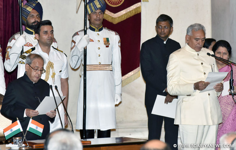 The President, Shri Pranab Mukherjee administering the oath as Minister of State to Shri C.R. Chaudhary, at a Swearing-in Ceremony, at Rashtrapati Bhavan, in New Delhi on July 05, 2016.