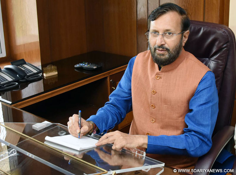 Prakash Javadekar takes charge as Union Minister for Human Resource Development, in New Delhi on July 07, 2016.