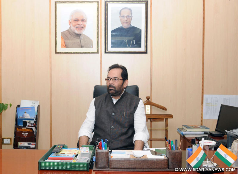 Mukhtar Abbas Naqvi takes charge as the Minister of State (Independent Charge) for Minority Affairs, in New Delhi on July 13, 2016. 