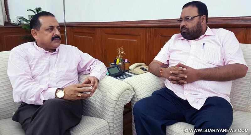 The Minister for Science & Technology, Information Technology and Water Resources, Government of Assam, Shri Keshab Mahanta calling on the Minister of State for Development of North Eastern Region (I/C), Prime Minister’s Office, Personnel, Public Grievances & Pensions, Atomic Energy and Space, Dr. Jitendra Singh, in New Delhi on July 14, 2016.