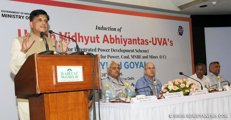 The Minister of State for Power, Coal, New and Renewable Energy and Mines (Independent Charge), Shri Piyush Goyal addressing the Urban Vidyut Abhiyantas-UVA’s, at a function, in New Delhi on July 28, 2016.