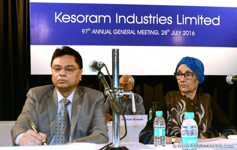 Kesoram Industries Chief Financial Officer Tridib Kumar Das and Executive Vice Chairperson Manjushree Khaitan during Annual General Meeting in Kolkata on July 28, 2016. 