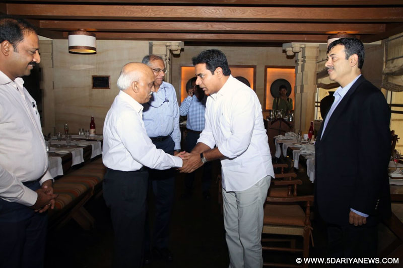 Telangana IT Minister KT Rama Rao meets ISRO chairman AS Kiran Kumar in Hyderabad on Aug. 6, 2016. 