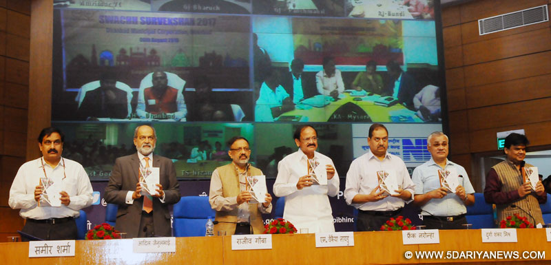The Union Minister for Urban Development, Housing & Urban Poverty Alleviation and Information & Broadcasting, Shri M. Venkaiah Naidu releasing the swachh bharat idea book, at the launch of the Swachh Survekshan-2017, in New Delhi on August 06, 2016.