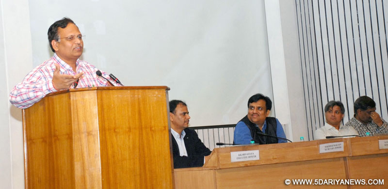 Satyendra Jain addresses during an awareness programme regarding Energy Efficiency and Conservations in New Delhi