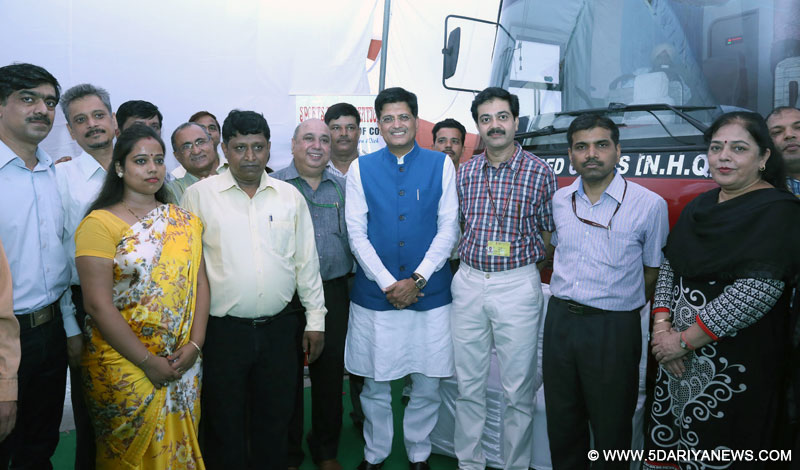 The Minister of State for Power, Coal, New and Renewable Energy and Mines (Independent Charge), Shri Piyush Goyal at the blood donation camp, organised by the Ministry of Coal in collaboration with Indian Red Cross Society, in New Delhi on August 12, 2016.