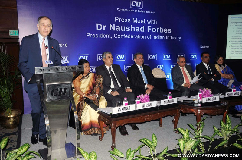  CII president Naushad Forbes during a press conference in Kolkata on Aug 23, 2016. 